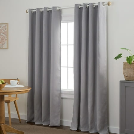 TOWN & COUNTRY BASICS Bertram Solid Linen Texture Indoor Curtains, Room Darkening with Energy Efficient Lining, Grommet Top, 2-Pack Set, Grey, 50"x84"