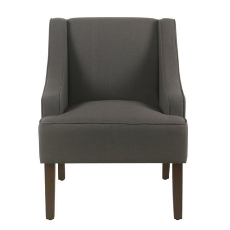 HomePop Classic Swoop Arm Accent Chair Dark Charcoal Gray: Upholstered Polyester, Plywood Frame, Foam Fill