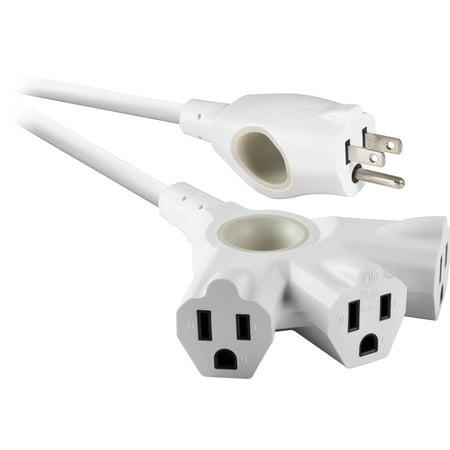 Philips EZGrip 8ft 15A 16AWG 3-Outlet Extension Cord, White