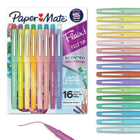 Paper Mate Flair Scented Felt Tip Pens, Nature Escape, Assorted, 16 Count