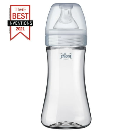 Chicco Duo Hybrid Baby Bottle, Invinci-Glass Inside/Plastic Outside, 9oz - Neutral, New