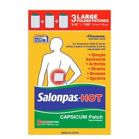 Salonpas Hot Capsicum Patch, Topical Analgesic, 3 Large Patches