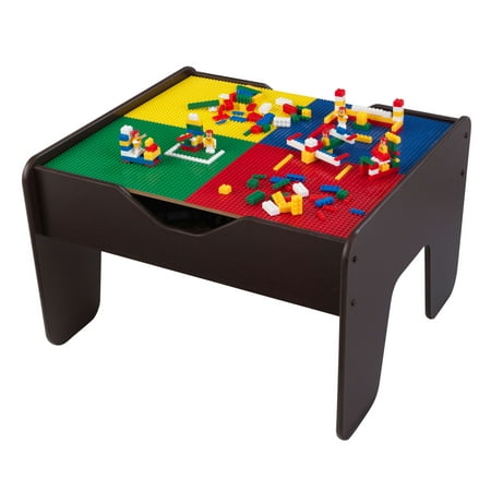 KidKraft Reversible Wooden Activity Table with Board and Train Set, Espresso, For Ages 3+