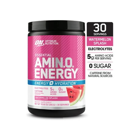 Optimum Nutrition Essential Amino Energy Powder Plus Hydration, Watermelon Splash, 30 Servings