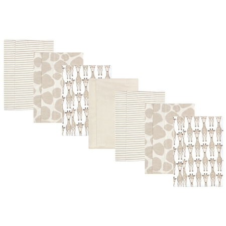 Hudson Baby Unisex Baby Cotton Poly Flannel Burp Cloths, Giraffe 7-Pack, One Size