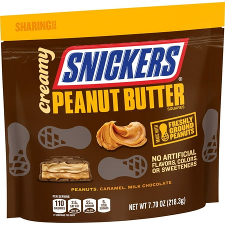 Snickers Creamy Peanut Butter Fun Size Square Candy Bars, 7.7 Oz