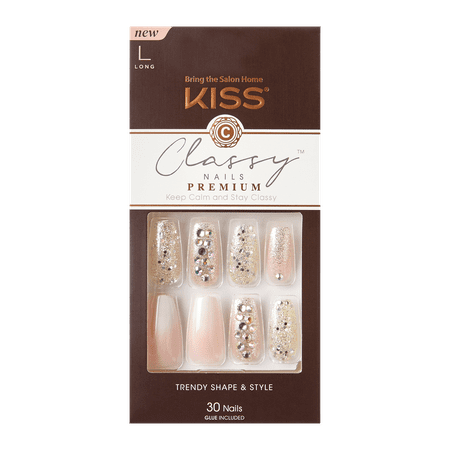 KISS Classy Premium Fake Nails, Elegant Lady, 30 Count
