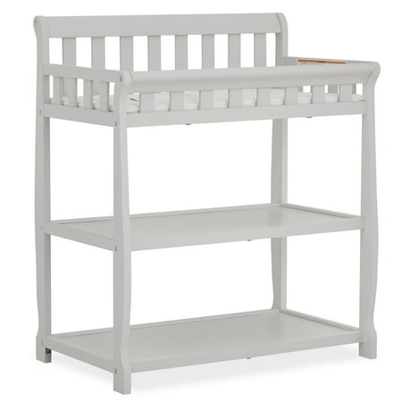 Dream On Me Ashton Changing Table, New Zealand Pinewood, 1 inch Mattress Pad included, Grey