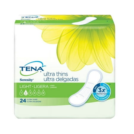 Tena Incontinence Ultra Thin Pads for Women, Light, Long, 24 Count