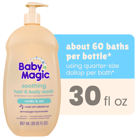Baby Magic Soothing Hair & Body Wash for Children, Vanilla & Oat, Hypoallergenic, 30 fl oz