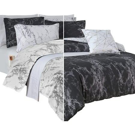 Elegant Comfort 10-Piece Bed-in-a-Bag, Multi-Ruffle Comforter Set, Includes Bed Sheet with Double Sided Storage Pockets & Decorative Pillows, Multi-Ruffle Comforter, Twin, Black/White