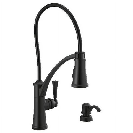 Delta Faucet 19744Z-SD-DST Foundry Single Handle Pull-Down Kitchen Faucet with SprayShield and Included Soap