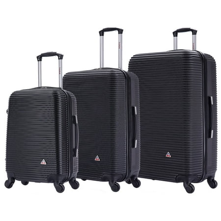 InUSA Royal 3-Piece Plastic Luggage Set Black (IUROYSML-BLK)