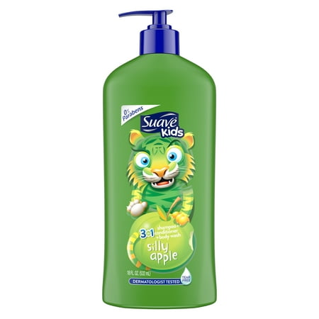 Suave Kids Silly Apple 3-in-1 Shampoo Conditioner & Body Wash, 18 fl oz