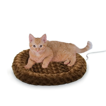 K&H Pet Products Thermo-Kitty Heated Cat Bed, Blue/Mocha, 18" x 18" x 3"