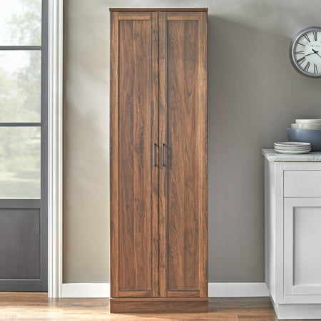 Fenna Storage Pantry Cabinet Walnut - Buylateral: Modern Farmhouse Design, 4 Adjustable Shelves