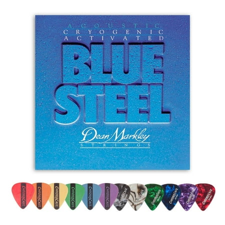 Dean Markley 2036 Blue Steel Medium-Light Gauge Acoustic Guitar Strings (.012-.054) with ChromaCast 12 Pick Sampler