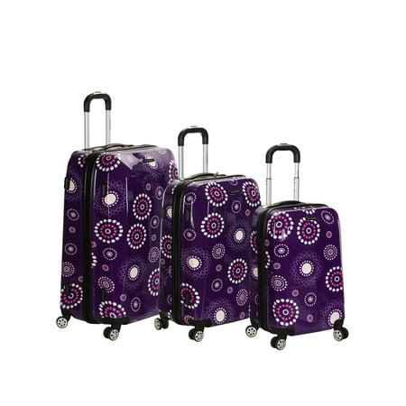 Rockland Vision 3pc Polycarbonate/ABS Spinner Luggage Set - Purple Pearl