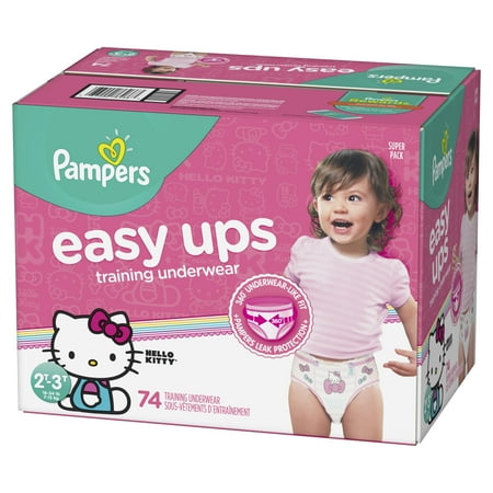 Pampers Easy Ups Training Underwear Girls, Size 4, 2T-3T, 74 ct