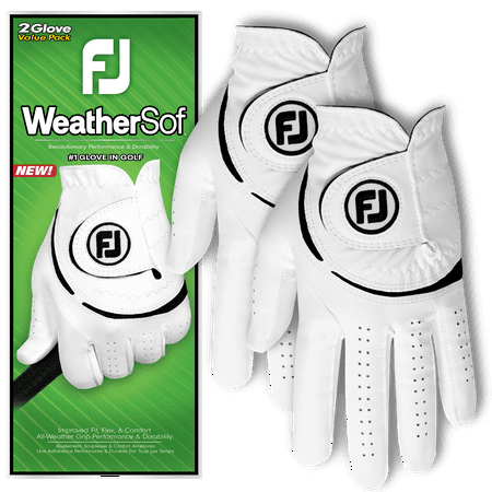 FootJoy 2023 Men's WeatherSof Golf Glove - 2 Pack, Extra Large, Left Handed, White