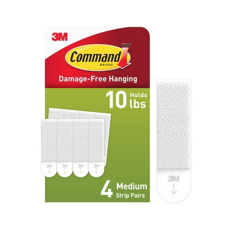Command Medium Picture Hangers, White, 4 Pairs, Damage-Free Hanging