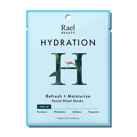 Rael Beauty Hydration Facial Sheet Mask for Dry Skin, Refresh + Moisturize, 1 Ct