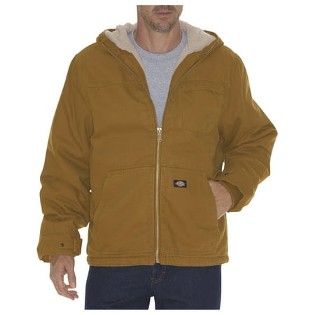 8.5 oz. Sanded Duck Sherpa Lined Hooded Jacket - BROWN DUCK - L TJ350