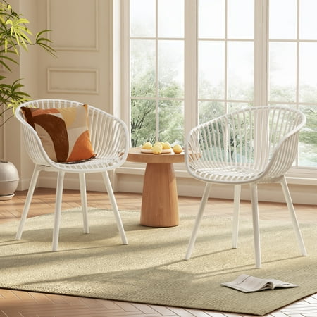 Stylish & Durable Accent Chairs, PP, White (Set of 2)