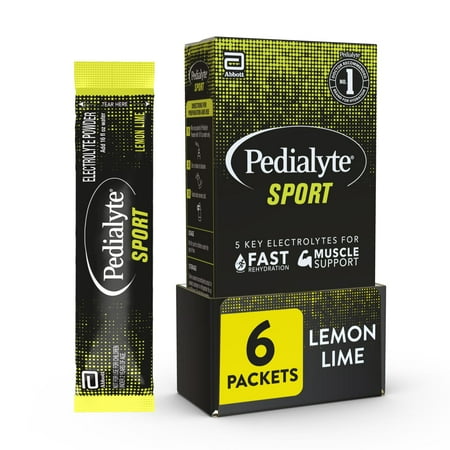 Pedialyte Sport, Lemon-Lime, Electrolyte Powder, 0.49-oz Packets (6 Count)