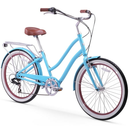 sixthreezero Every journey Womens 7-Speed Step-Through Hybrid Cruiser Bicycle, 26 In. Wheels and 17.5 In. Frame, Teal