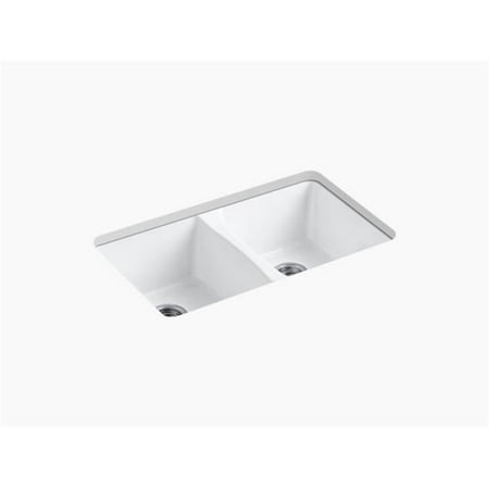 Kohler K-5873-5U Deerfield 33" Double Basin Under-Mount Enameled Cast-Iron Kitchen Sink -