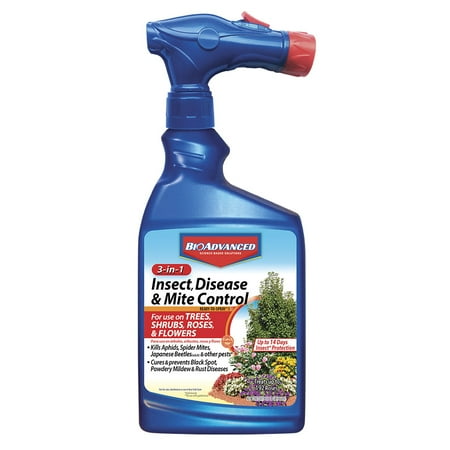 BioAdvanced 3-in-1 Insect Disease and Mite Control I, Ready-to-Spray, 32 oz, Treats up to 192 Roses