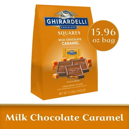 GHIRARDELLI Milk Chocolate Squares with Caramel Filling for Valentine’s Day Candy Gifts, 15.96 oz Bag