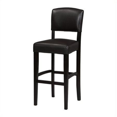 24" Monaco Padded Back Faux Leather Counter Height Barstool Hardwood/Brown - Linon: Espresso Finish, Rubberwood