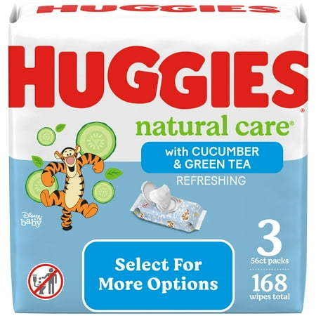 Huggies Natural Care Refreshing Baby Wipes, Scented, 3 Pack, 168 Total Ct (Select for More Options)