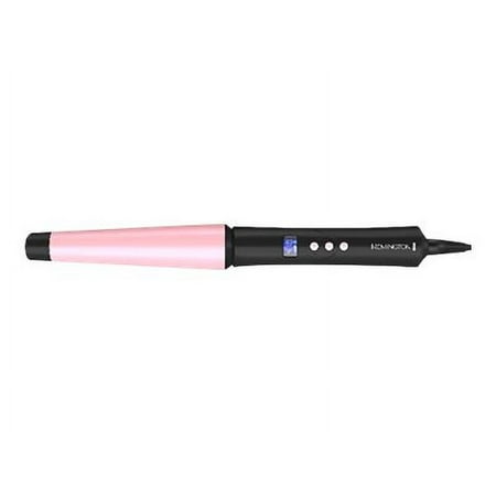 Remington CI9538 Pro 1"-1.5" Pearl Ceramic Conical Curling Wand, Digital Controls + 10 Heat Settings, Black/Pink