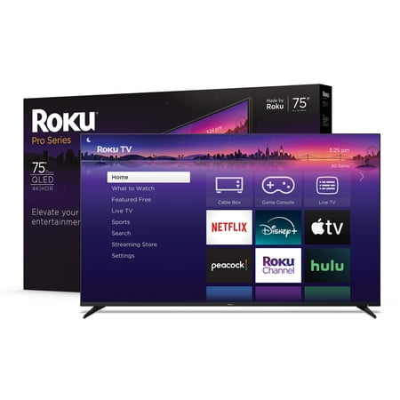 Roku 75-Inch Pro Series 4K QLED Smart Roku TV with Backlit Roku Voice Remote Pro, Dolby Vision IQ, 120Hz Refresh Rate