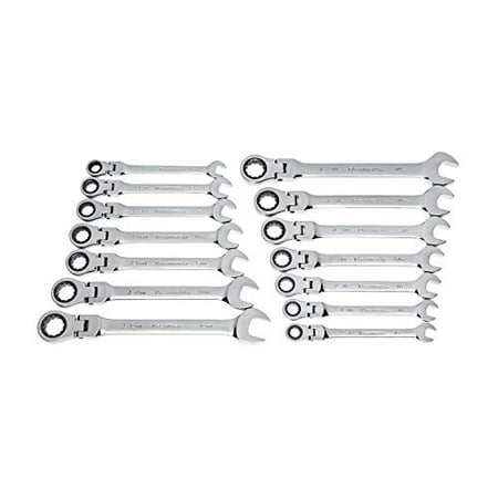GEARWRENCH 14 Pc. 12 Pt. Flex Head Ratcehting Combination Wrench Set, SAE/Metric - 85141