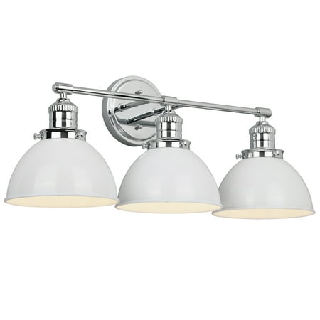 Design House Savannah Farmhouse 3-Light Indoor Dimmable Vanity Light, White/Polished Chrome