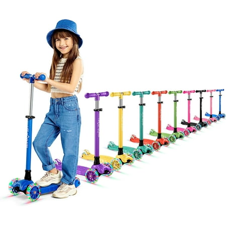 Kids Scooter &ndash; Children and Toddler 3 Wheel Kick Scooter &ndash; LED Wheel Lights Illuminate When Rolling - Blue