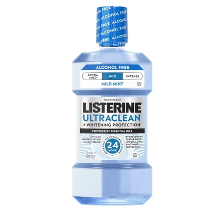 Listerine Ultraclean Alcohol-Free Mild Mouthwash + Whitening Protection*, Mild Mint, 500 mL
