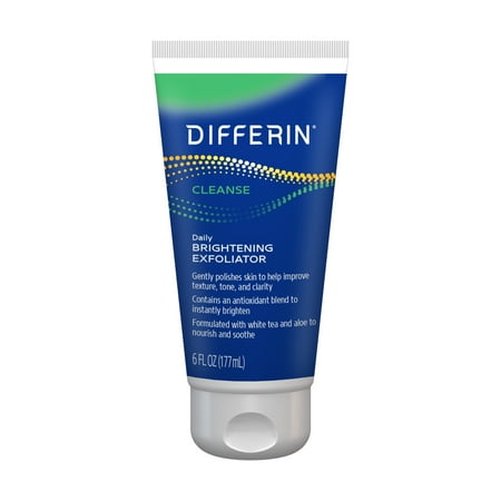 Differin Cleanse Daily Brightening Exfoliator with Antioxidant Blend, Gentle Face Scrub for Acne-Prone Skin, Jojoba Beads, 6 fl oz