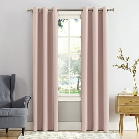 Sun Zero Nolan Energy Efficient Blackout Grommet Single Curtain Panel, 54" x 63", Blush