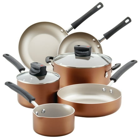 Farberware Easy Clean Steam Vent 14 Piece Nonstick Pots and Pans Set, Copper