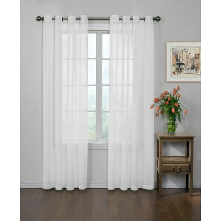Arm & Hammer Curtain Fresh Odor-Neutralizing Sheer Voile Grommet Single Curtain Panel, White, 59 x 108