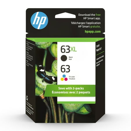 HP 63XL Black High-Yield and 63 Tri-Color Ink Cartridges 2-Pack