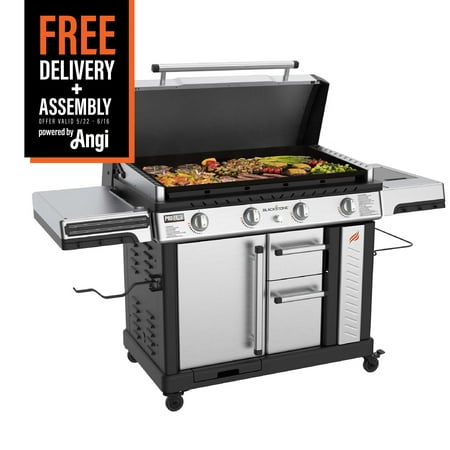 Blackstone ProSeries 4-Burner 36" Propane Griddle with Stainless Steel Cabinet and Hood