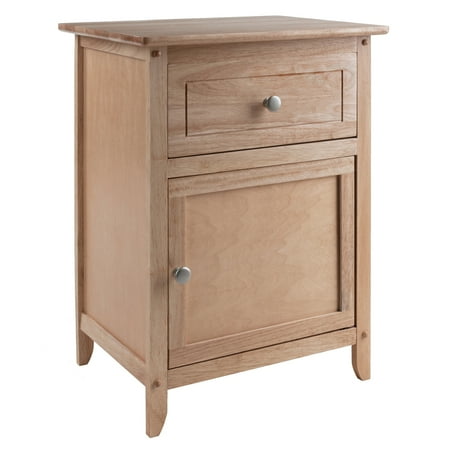 Winsome Eugene Nightstand Natural: Wood Composite Bedside Table with Cabinet Door & Drawer