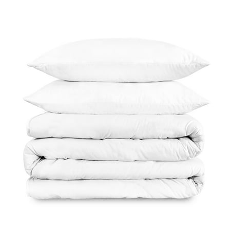 Purity Home 3pc Full/Queen 400 Thread Count Cotton Percale Duvet Set White: OEKO-TEX Certified, Zipper Closure