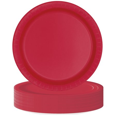 Way to Celebrate! Red Paper Dinner Plates, 9in, 55ct